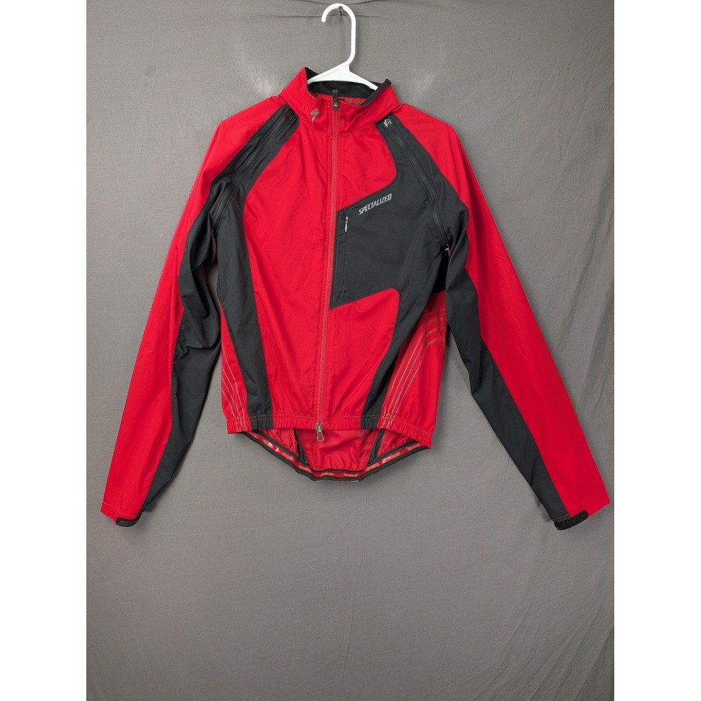 Specialized Mens Cycling Jacket Red Black Full Zip Long Sleeve Bike Coat